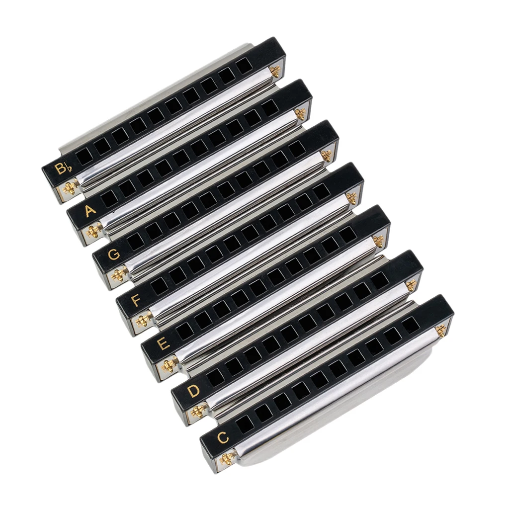 

Deluxe Diatonic Harmonica Set - Key of G, A, Bb, C, D, E, F Harp