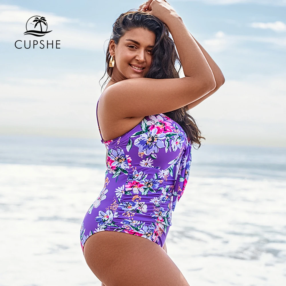 CUPSHE сплошной купальник большого размера плюс с цветочным принтом и бантом