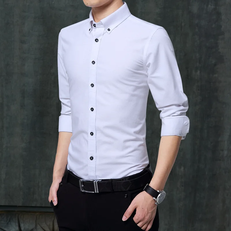 

Men's Thin Lapel Cotton High-end Long Sleeve Shirt Trendy Slim Shirt