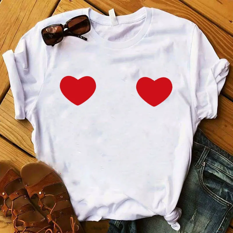 

Women Lady T Shirt Funny Chest Printed Tshirt Ladies Short Sleeve Loose Tee Shirt Women Female Tops Clothes Graphic T-shirt