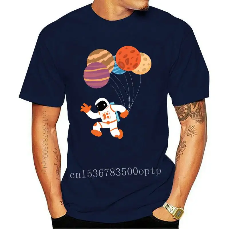 

New JCGO Summer Cotton Short Sleeve Women tshirt Plus Size S-5XL Cartoon Astronaut Balloon Print Casual Tees Tops O Neck T-shirt