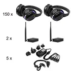 Накладные наушники, светодиодный, бесшумный, диско, 150 шт., 2 передатчика + 3 канала