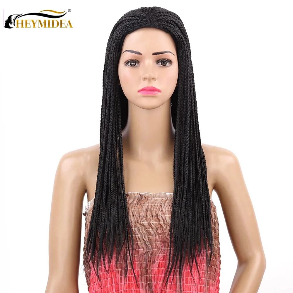 

22Inch Synthetic Wigs Long Braided Hair Box Braids Wig Black African American Wigs For Black Women Female Wig HeyMidea