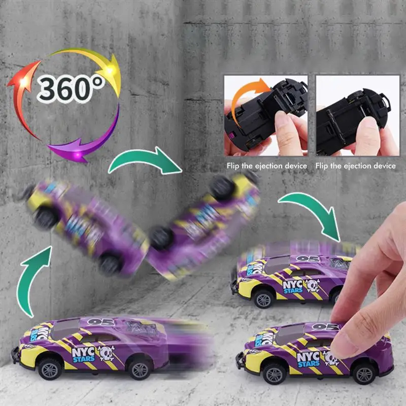 Alloy Pull Back Car Ejection Jumping Stunt Car 360 Flip Dump