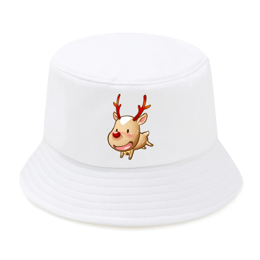 

Lively And Cute Elk Print Fisherman Hat Unisex Fashion Bucket Hat Cartoon Panama Cap Beach Sun Caps Men Outdoor Fishing Hat