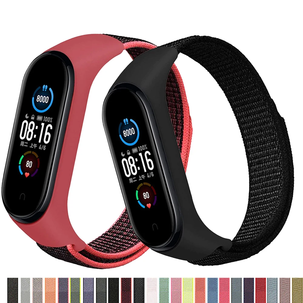 Ремешок нейлоновый для xiaomi mi band 6 7 браслет наручных часов Mi Спортивная петля 5 4 3 |