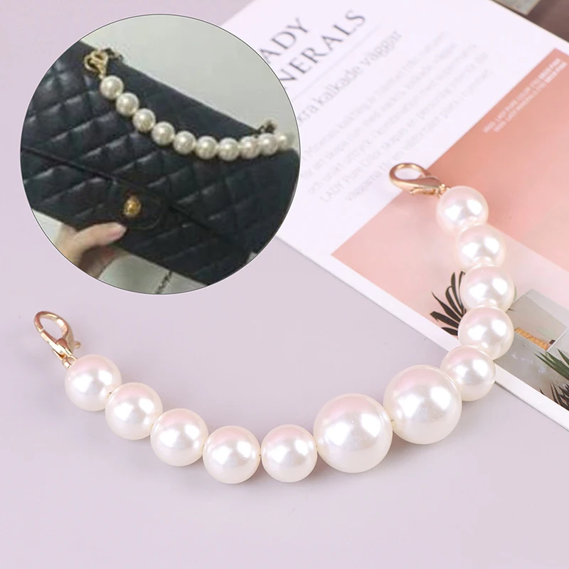 

1 Pcs Pearl Beaded Short Bag Straps 24cm Short Shoulder Belt Purse Handle Diy Chain Bag Accessories Women Cute Bead Chain