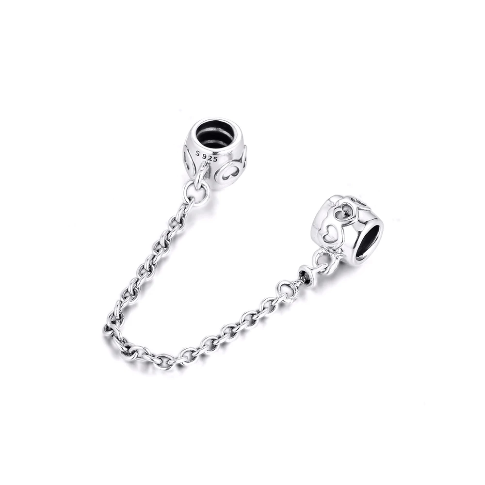 

Fits for Europe Charms Bracelets Limited Edition Hearts Safety Chain Beads 100% 925 Sterling Silver Jewelry Free Shipping