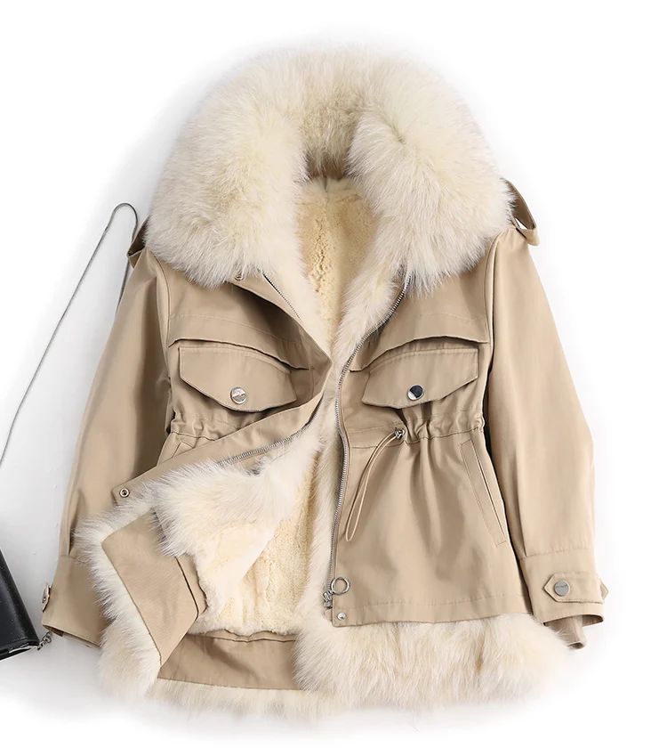 

real rex rabbit fur liner 2021 new natural fur lining arrival women winter fashion coat short jacket real fox fur collar 100%