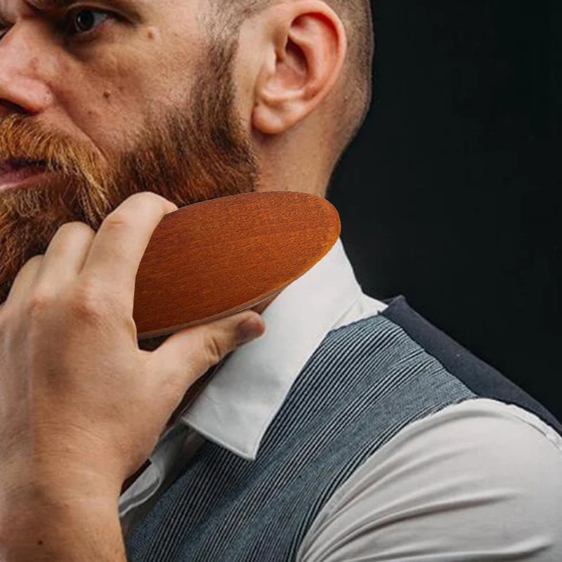 Щетка для бороды с деревянной ручкой натуральная щетина кабана волнистая щетка