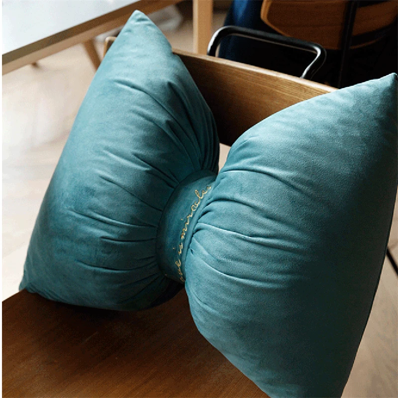 

Velvet Throw Pillow Pillow Bow Knot Buckle Waist Pillow Neck Shoulder Relax Throw Pillow Decorative Home Office Car Waist Pillow