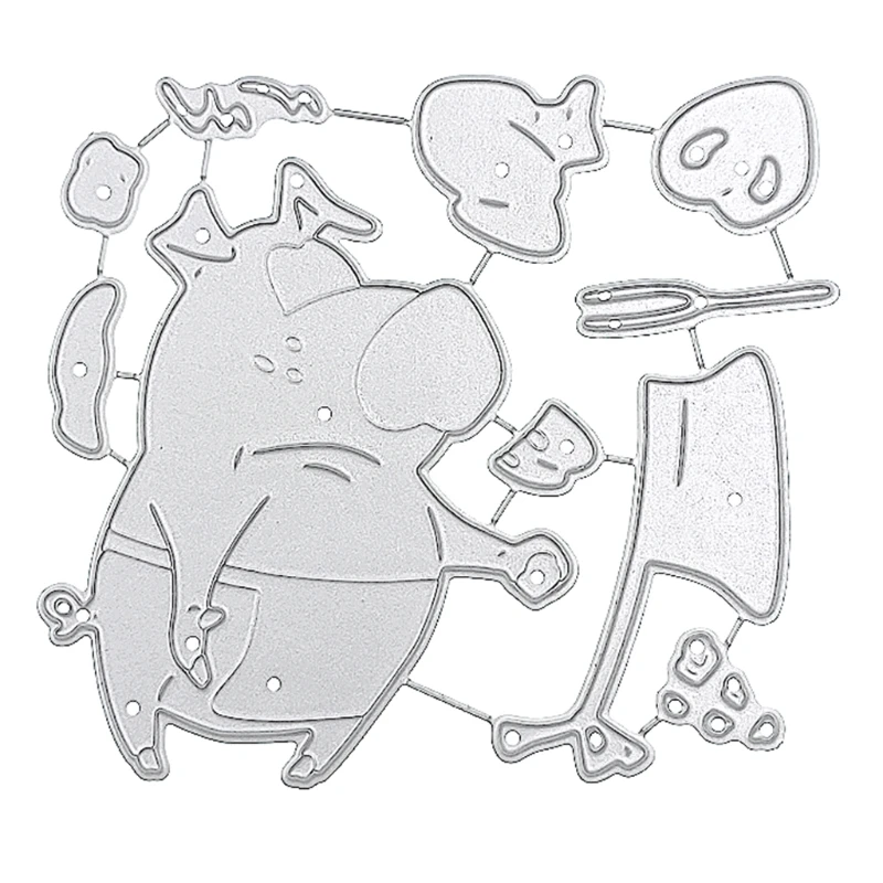 

Cartoon Chef Piggy Carbon Steel Cutting Dies DIY Scrapbooking Photo Album Embossing Paper Cards Making Stencil Decorate