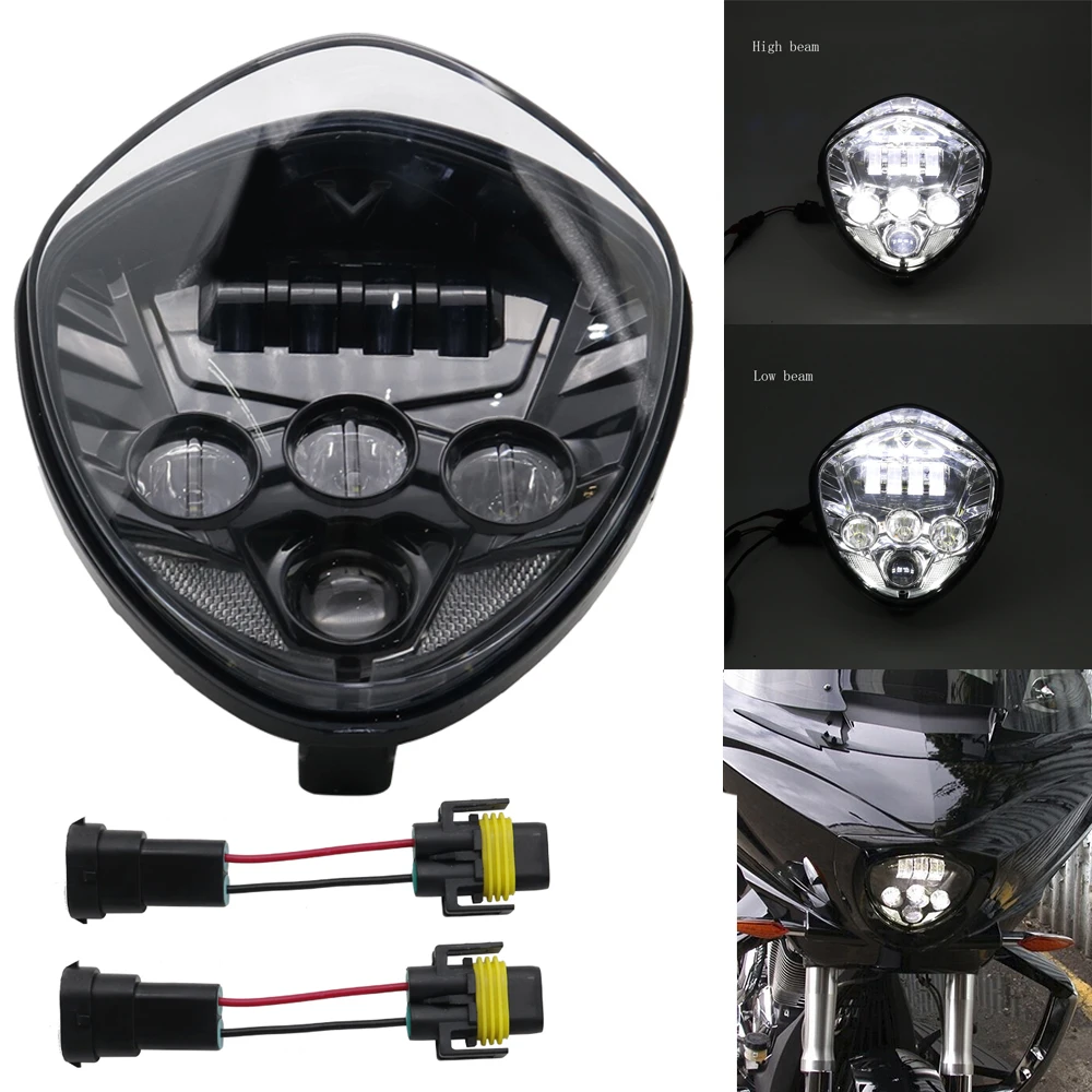 black 60 Вт светодиодный фонарь для мотоцикла Виктори 2007- Touring and Bagger с пулей стиль фара водонепроницаемая - Цвет: black