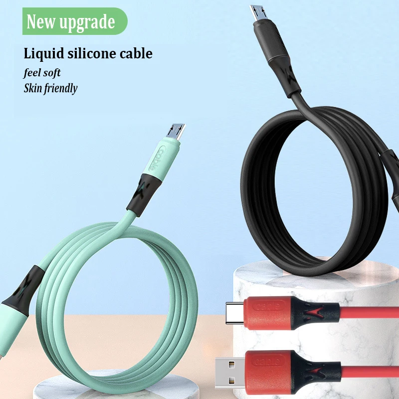 Кабель-переходник CatXaa Micro USB 1 2 м зеленый жидкий силикон для быстрой зарядки и