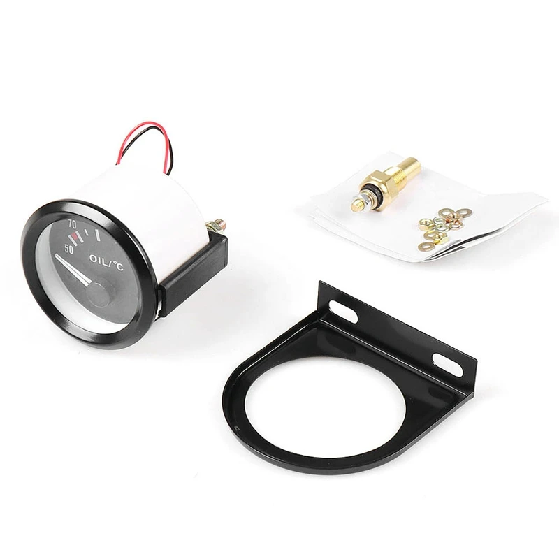 2 inch 52mm 12V White LED Pointer Car Oil Temp Temperature Gauge with Sensor Black |