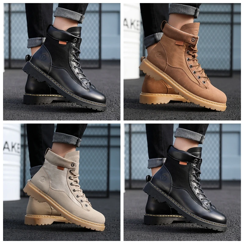 Мужские высокие кожаные ботинки водонепроницаемые военные тактические для