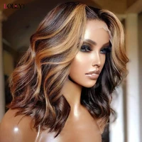 highlight wig human hair body wave short bob wig human hair wigs for black women pre plucked middle part lace wigs 8 16 inch