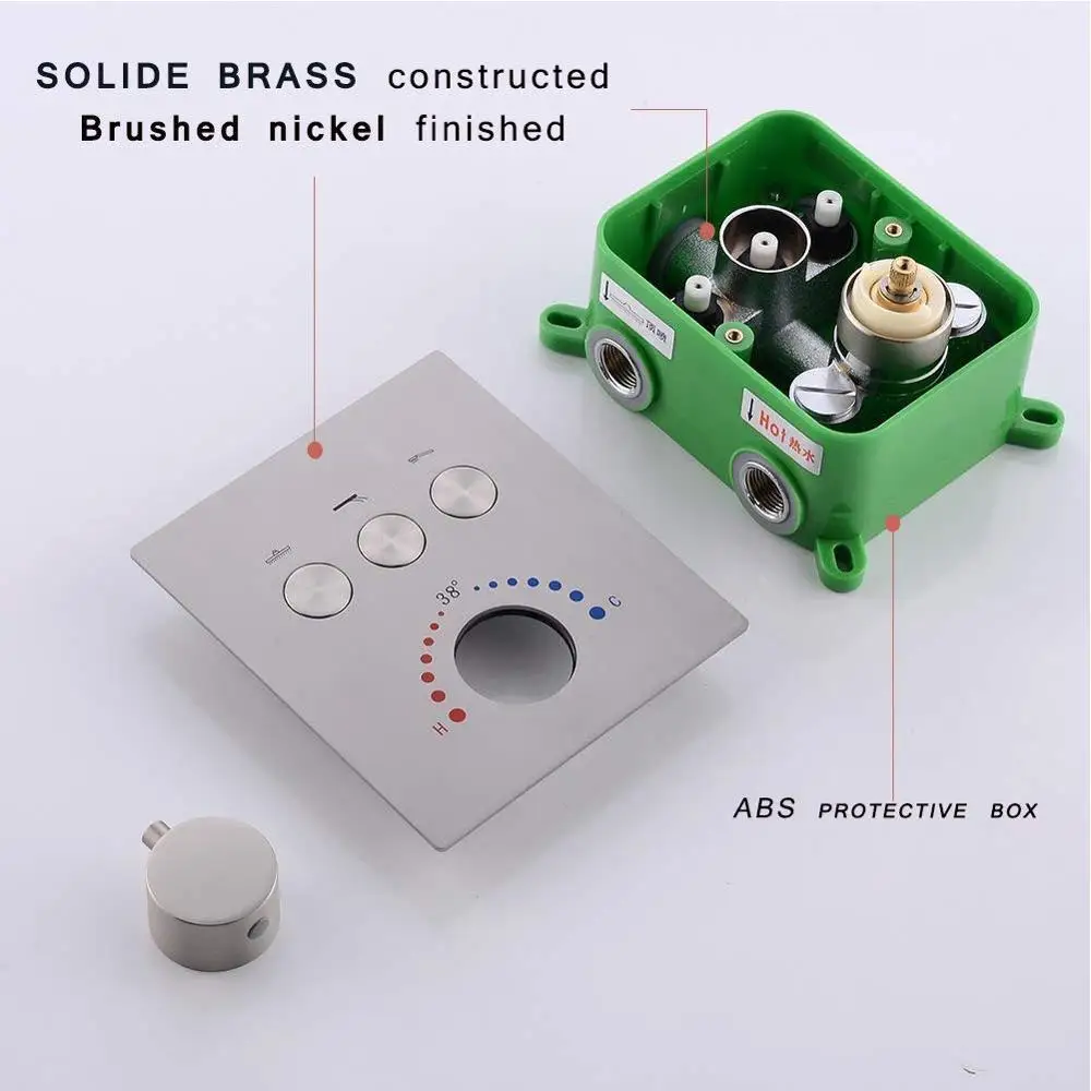 3 полосный термостатический латунный душ грубая в клапан дивертер и отделка