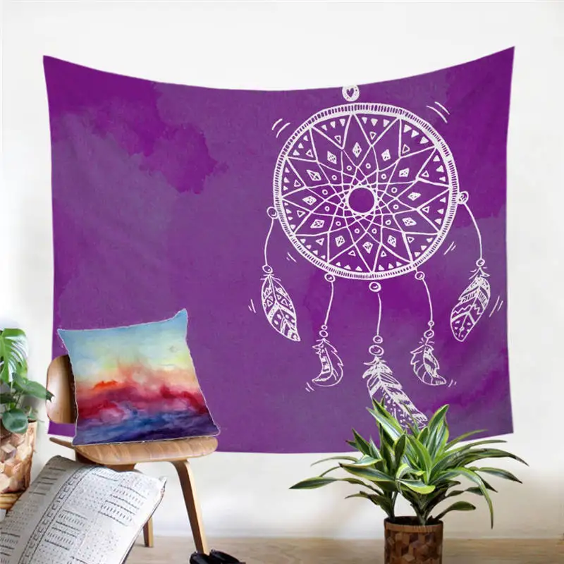 Purple Beddingoutlet акварель Ловец снов Гобелены перья Розовый стене висит Boho Книги по искусству Ковры декоративные Гобелены для Обувь для девочек 2 размера - Цвет: Purple