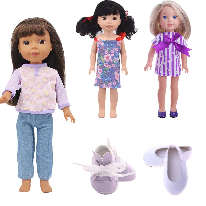 1 Series Of Purple Doll Clothes Cute Everyday Style For 14.5 Inch Wellie Wisher &amp 32-34 Cm Paola Reina Accessories Dress | Игрушки и