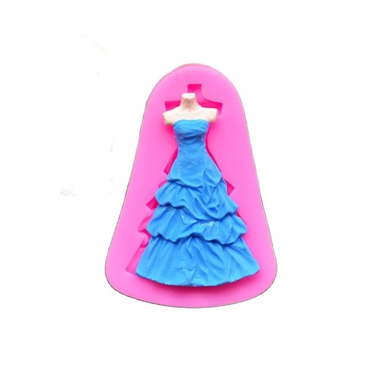 

2 Wedding Dresses Epoxy Resin Fondant Silicone Mold for DIY Plaster Ornaments Fondant Chocolate Candy Mould Kitchenware Baking