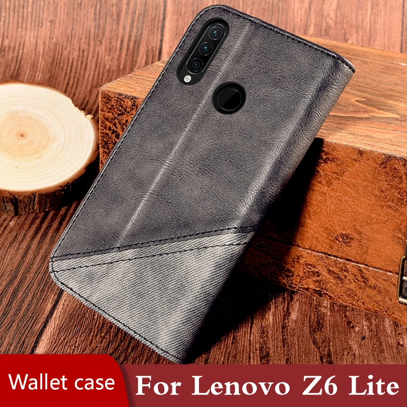 Кожаный чехол для lenovo Z6 Lite задняя Противоударная крышка Магнитный кошелек книжка