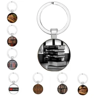 brand new designer key chain 25mm handmade antique book fashion keychain glass cabochon book pattern pendant car key ring chain