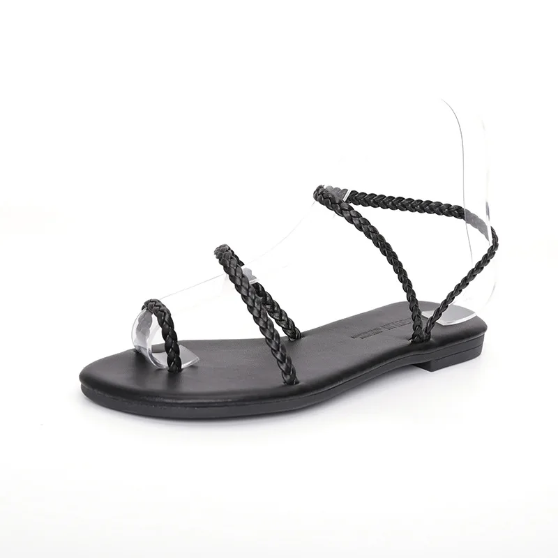 

Thong Sandals Summer Women Flip Flops Weaving Casual Beach Flat With Shoes Rome Style Female Sandal Low Heels