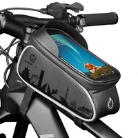 yeskoo 6 0in bicycle bike bag touch screen mtb front tube phone case holder waterproof cycling frame saddle bag bike accessories