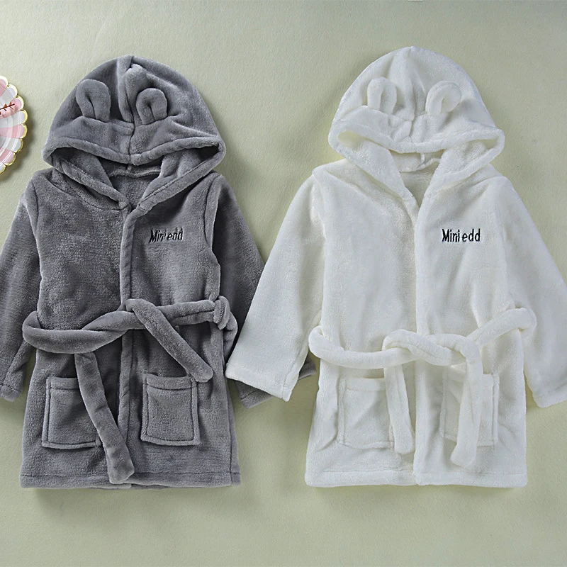 Детский банный халат для малышей Одноцветный фланелевый классический детей от 0