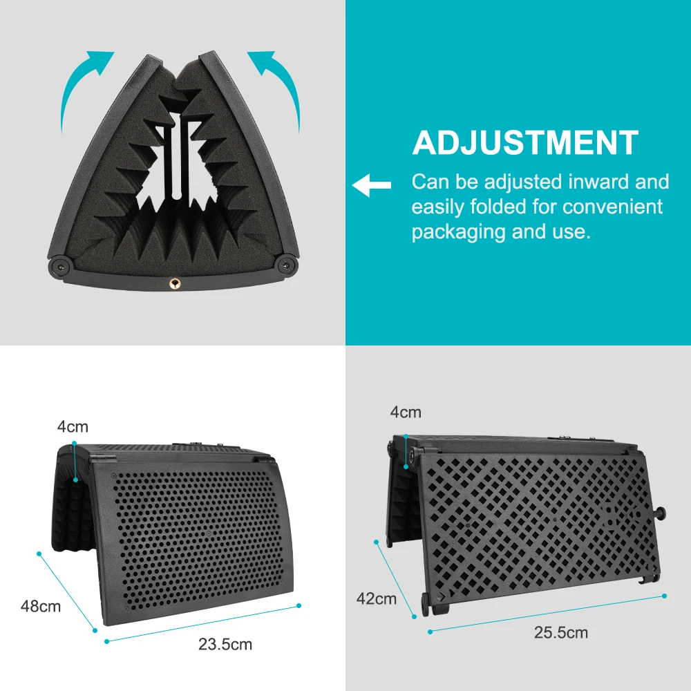 microphone isolation shield with tripod high density foam wind screen foldable isolation cover for microphone recording free global shipping
