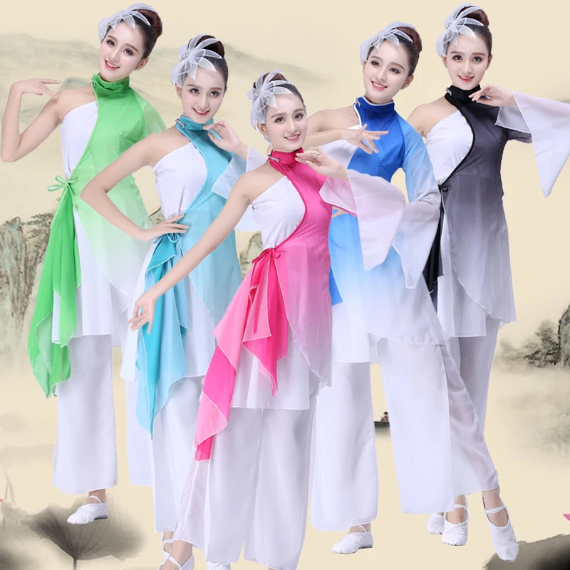 

Новые женские классические танцевальные костюмы fan national dancecostumes, одежда Yangge для взрослых, элегантная одежда для упражнений в китайском стил...
