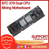btc x79 dual cpu mining motherboard 9 pcie x16 ddr3 lga 2011 spacing 65mm for bitcoin btc eth gpu graphics card miner