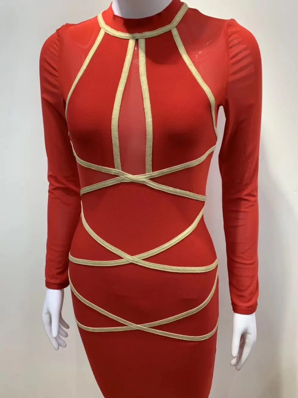 Высококачественное зеленое красное Бандажное платье из искусственного шелка с