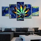 Украшение дома печать холст Плакаты 5 шт. абстрактный листа конопли живопись современного искусства стены классические для Модульная картина для гостиной