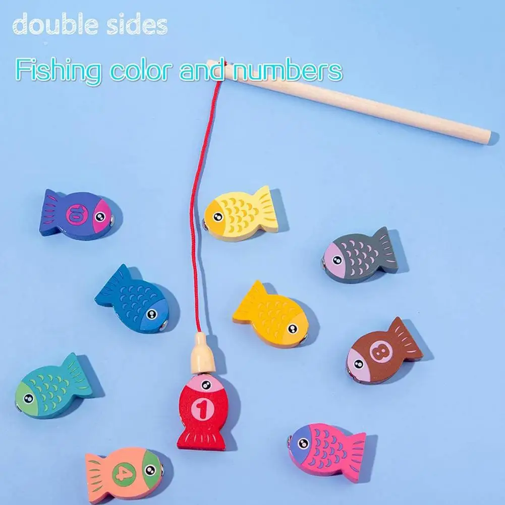 

Children Wooden Montessori Educational Toys Kids Early Learning Shape Color Math Matching Log Board Fishing Puzzle Count Number