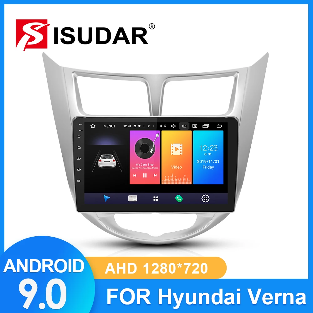 ISUDAR Автомагнитола для hyundai/Solaris/Verna/Accent 2 din Android 9 Авторадио Мультимедиа gps ram 2 Гб rom 32 ГБ USB DVR AHD камера