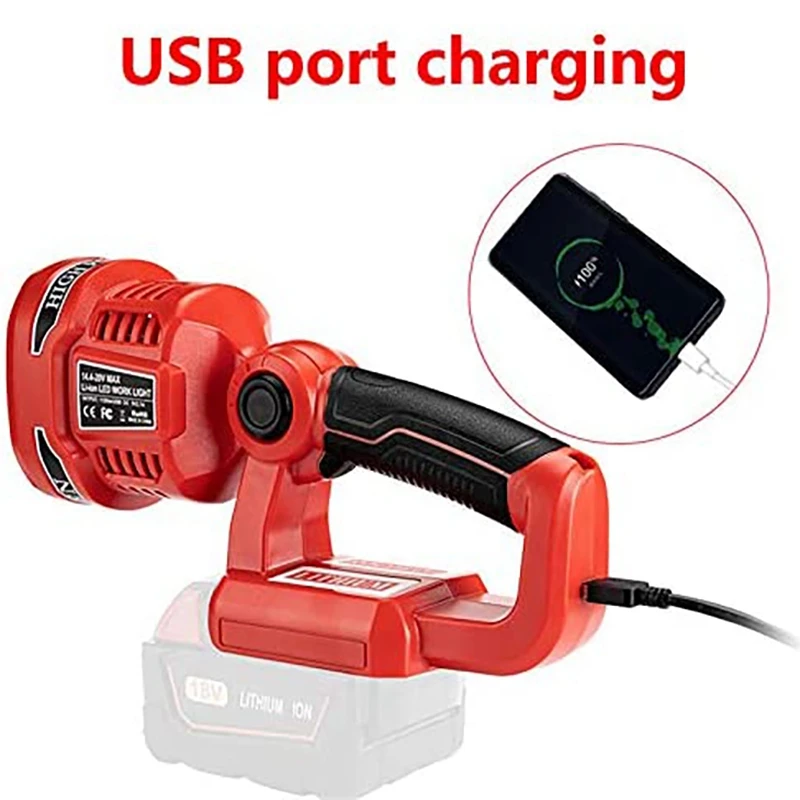 저렴한 M18 14.4-20V 12W 작업 빛 충전식 램프에 대 한 야외 LED 빛 손전등 스포트 라이트 LED 밤 빛