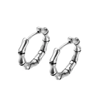 punk vintage stainless steel bamboo round men women hoop earrings trendy small minimalism jewelry accessories earrings wholesale