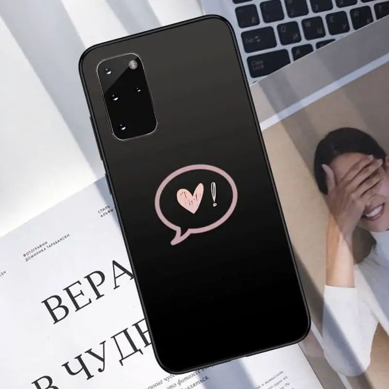 

lack Simple Lines Love Heart Phone Case For Samsung galaxy S 7 8 9 10 20 edge A 6 10 20 30 50 51 70 note 10 plus