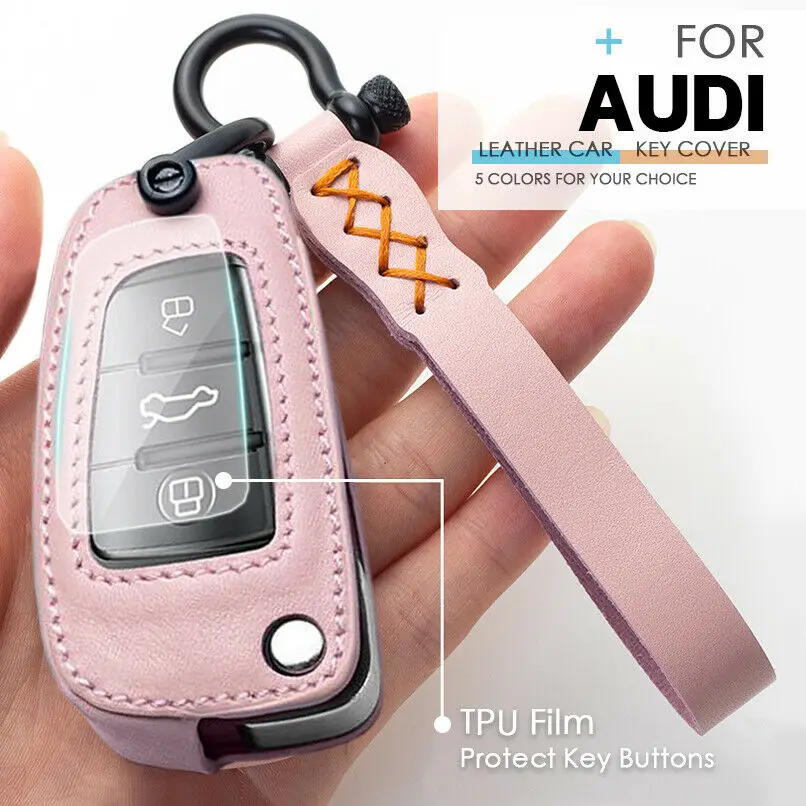 Кожаный чехол для автомобильных ключей крышка Audi Sline A3 A5 Q3 Q5 A6 C5 C6 A4 B6 B7 B8 TT 80 S6 авто