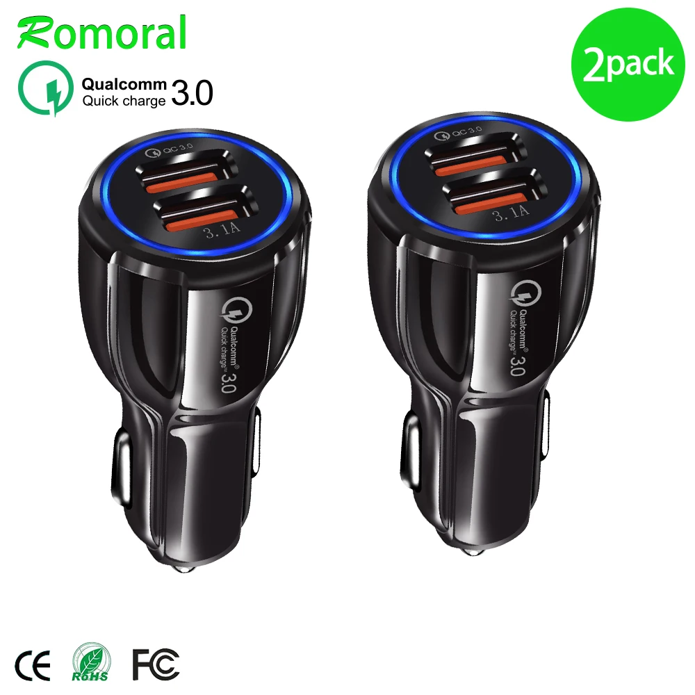 Автомобильное зарядное устройство Quick Charge 3 0 для телефона автомобильное с двумя