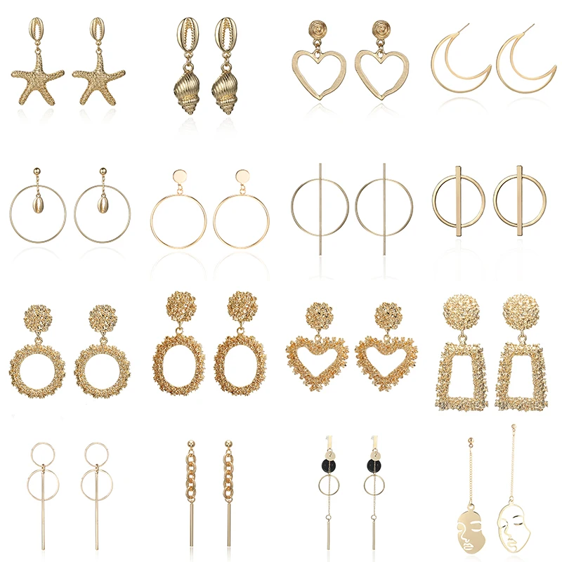 Za женские серьги выдолбленные в форме сердца геометрические капли металлические