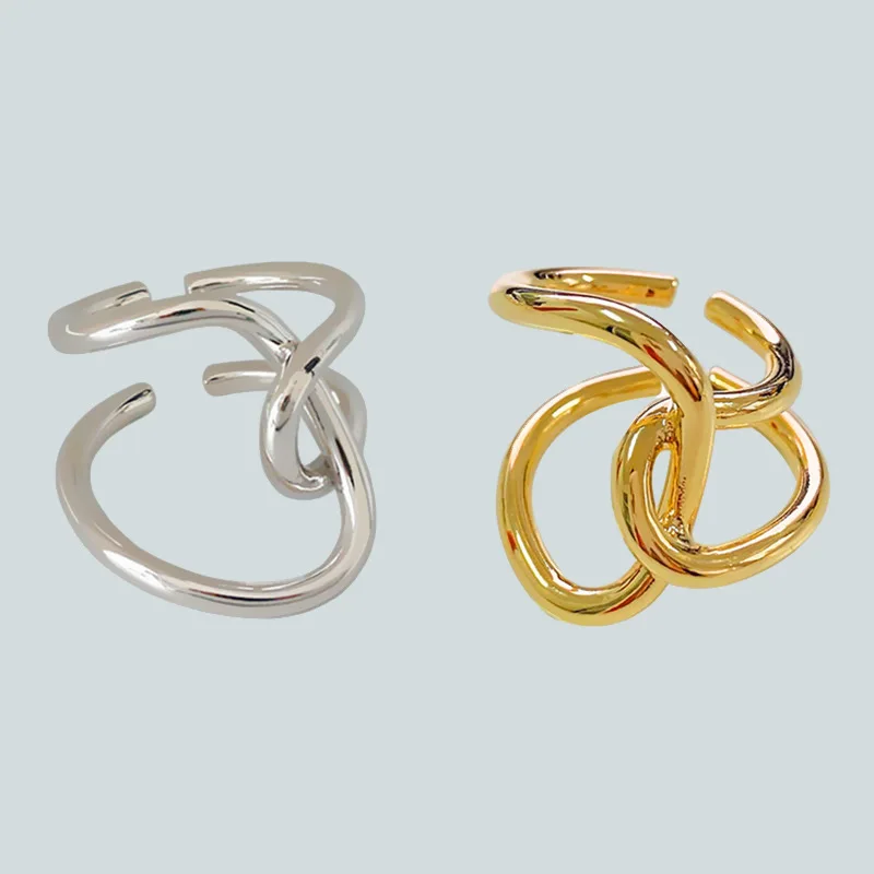 Панк стиль геометрические серебряные/Золотой неровный крест твист кольца