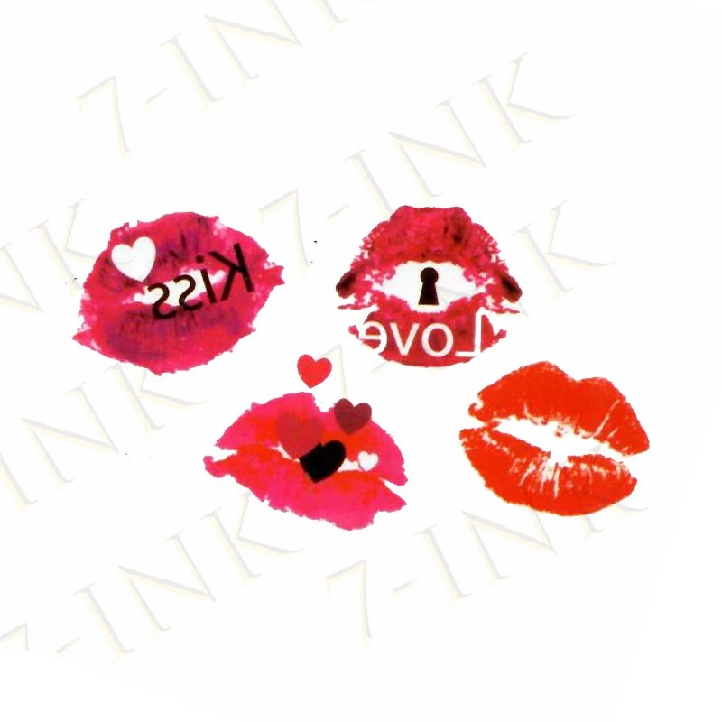 Водостойкая Временная тату наклейка энтузиазм красные губы слово kiss переводка