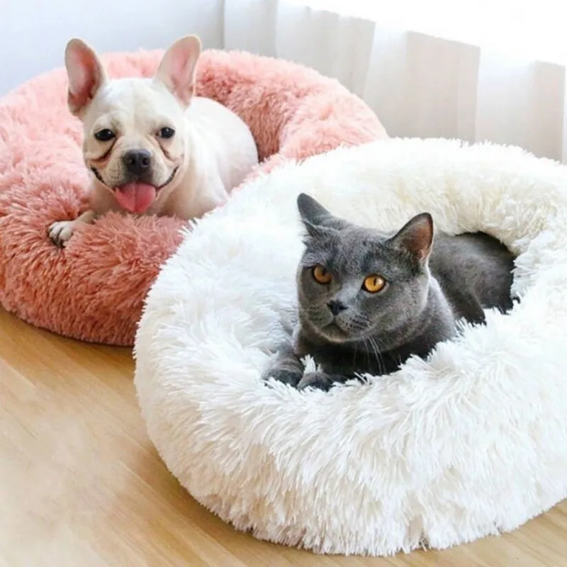 

Luxury Fluffy Pet Bed For Cats Small Dogs Round Cuddler Plush Cozy Self-Warming Pet Nest For High-quality Sleep