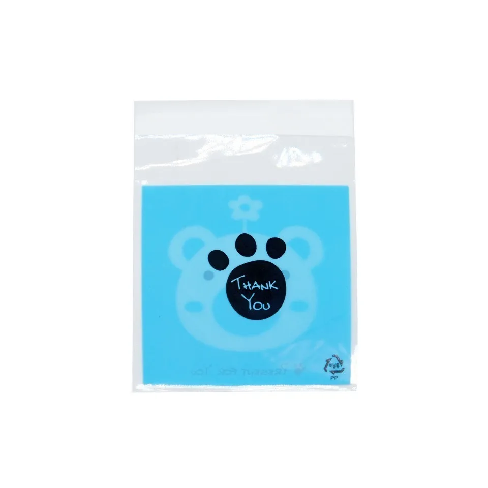 Blue Bear 50/100 шт пластиковые конфеты и печенье само-герметизирующий пакет мультфильм Подарочная сумка для выпечки мешок для дня рождения свадьбы вечеринки ребенка душа Декор - Цвет: Blue Bear