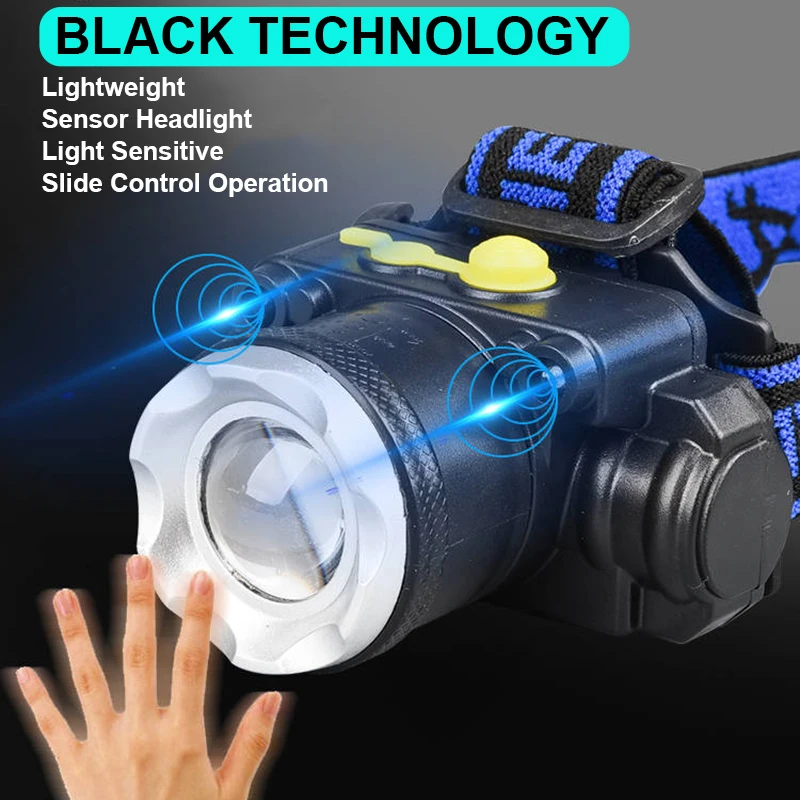 

Налобный фонарь FIVEMI T6 светодиодный с ИК-датчиком, 3 режима, зуммируемый, водонепроницаемый, портативный, для кемпинга, походов, питание от ба...