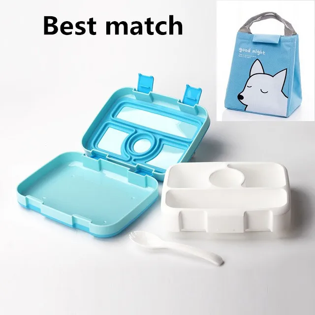 Blue 4 and bag MICCK BPA Бесплатный Ланч-бокс для детей с отсеком для микроволновки мультяшный Bento box герметичный контейнер для еды ланчбокс для пикника - Цвет: Blue 4 and bag