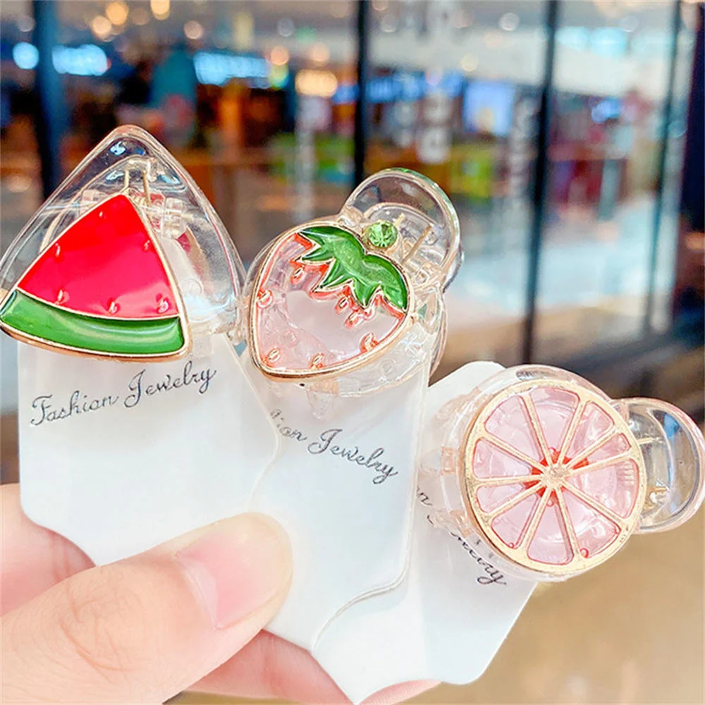 

Kawaii Strawberry Lemon Fruit Bangs Grabbing Hair Clip Claw Cute Girl Ball Head For Baby Kids Children Headwear Accessories